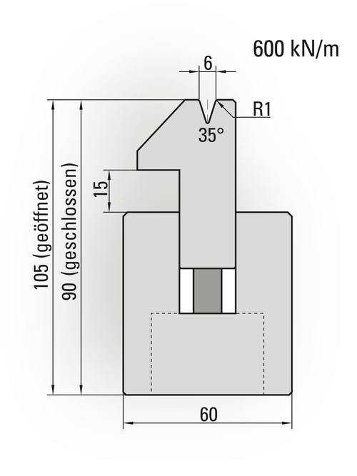 Artikelbild 35° Pneumatische Zudrückmatrize, V=6mm