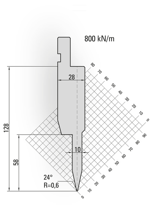 Artikelbild 24° Zudrückoberwerkzeug, R=0,6mm, H=128mm, 